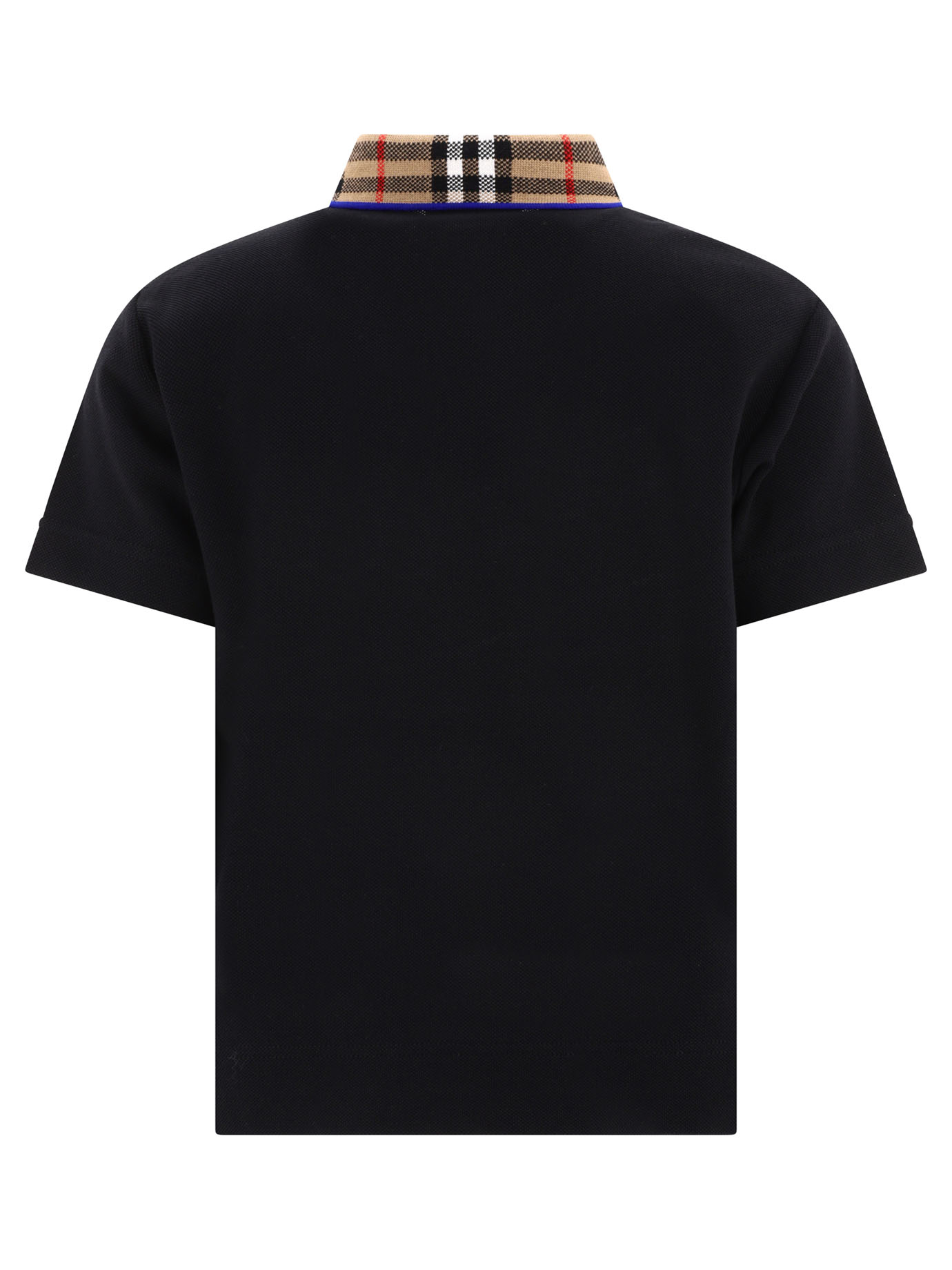 BURBERRY KIDS Black   Check collar polo shirt